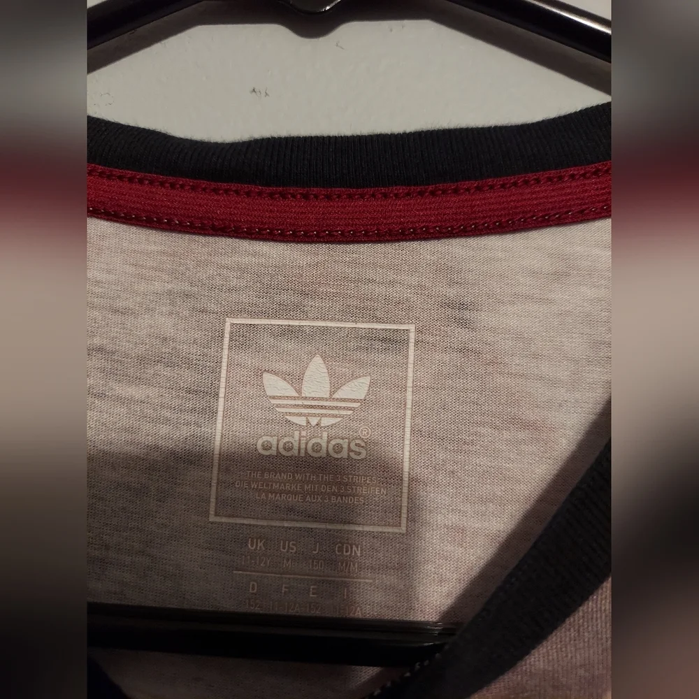 Adidas Originals T Shirt Top Size Medium Black Trefoil Floral Short Sleeve